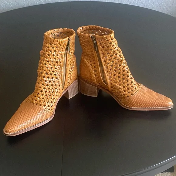 Free People Woven Tan Ankle Boots - Picture 2 of 7